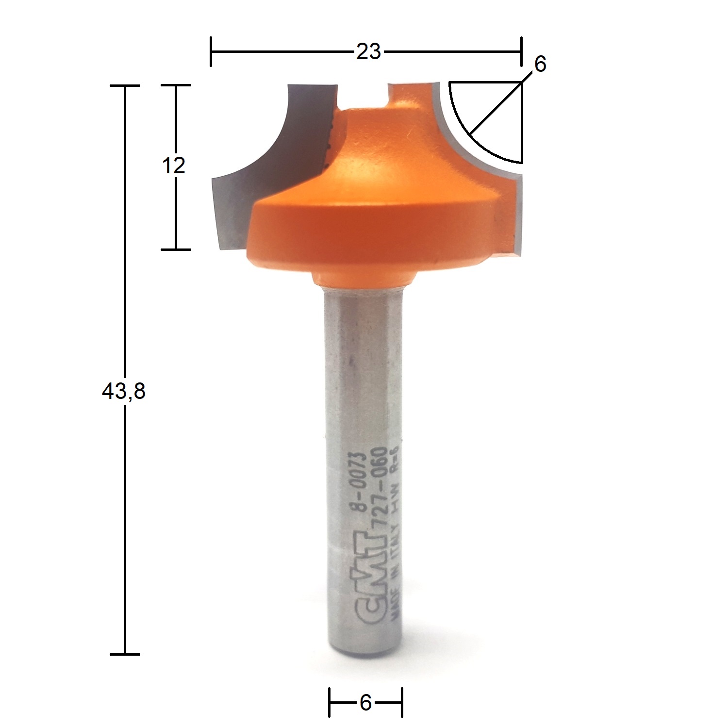 Fresa com Raio Côncavo HW Ø23x6mm - marca CMT - Cód. 727.060.11